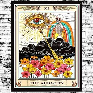 Tarot Art Print "The Audacity" Wall Decor Halloween Anatomy Skeleton